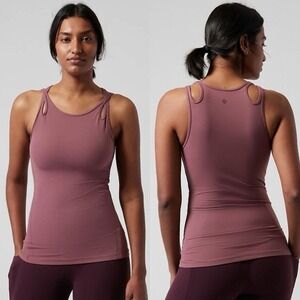 Athleta Shanti Asana Tank Top Size L Mauve Strappy Yoga Gym Activewear Athletic